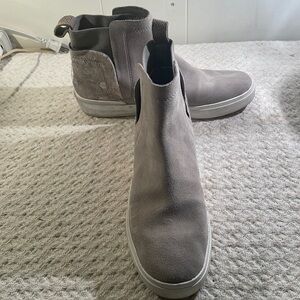 Dolce Vita Gray Suede Faux Hair Metallic Slip On High-Top Sneakers